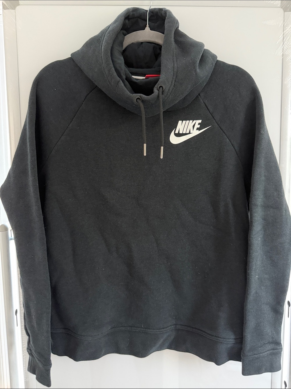 Nike Black Pullover Hoodie with Funnel Neck and Drawstring